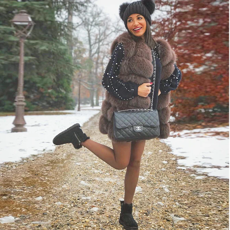

Fursarcar Real Natural Fur Vest Women 2019 Luxury Waistcoat Short sleeveless Fur Coat Jas Warm Jacket Vestwoman Winter Fur Vest