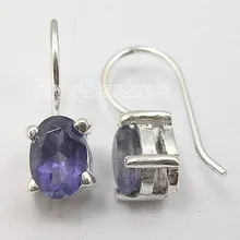 . Venta Caliente Gema IOLITA PEQUEÑOS Pendientes de Plata maciza 1.7 CM BESTSELLER