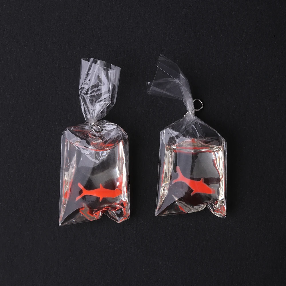 

1 Pair Artificial Water Bag Fish Miniature Dollhouse Ornament Home Craft Decor DIY Earring Accessory Funny Phone Case Decoratio