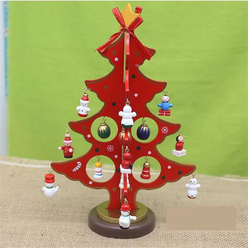New 22*17CM Christmas Beautiful Wood Tree Toy Assemblage Wooden Toys