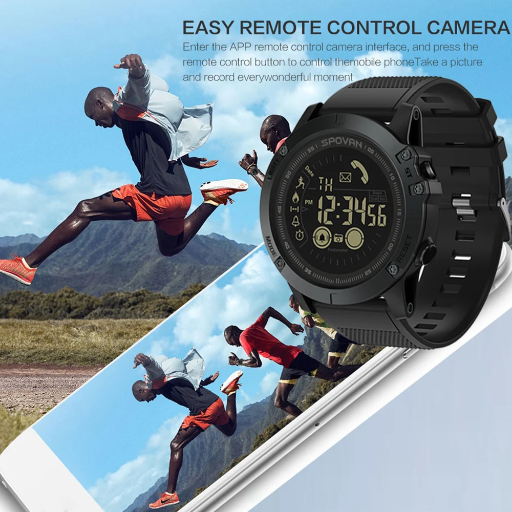 SPOVAN Smart Watch Men Women Fashion Clock Digital Watch 50M Waterproof Sports Smartwatch Pedometer Remote Camera Call Reminder