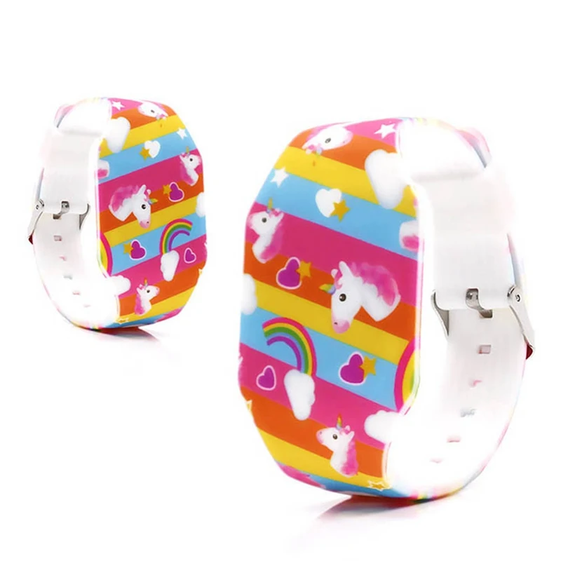 

Kids Boys Girls Unicorn Printing Soft Rubber Fashion Digital Led Watches Wholesale Children Students Rainbow Luminous Watches