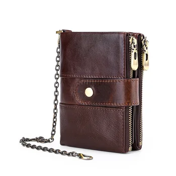 

Genuine Leather Men's Purses Wallets Male Wallet Brand Vintage Mini Small Zipper Coin Purse Short Wallet Credit Card Holder New