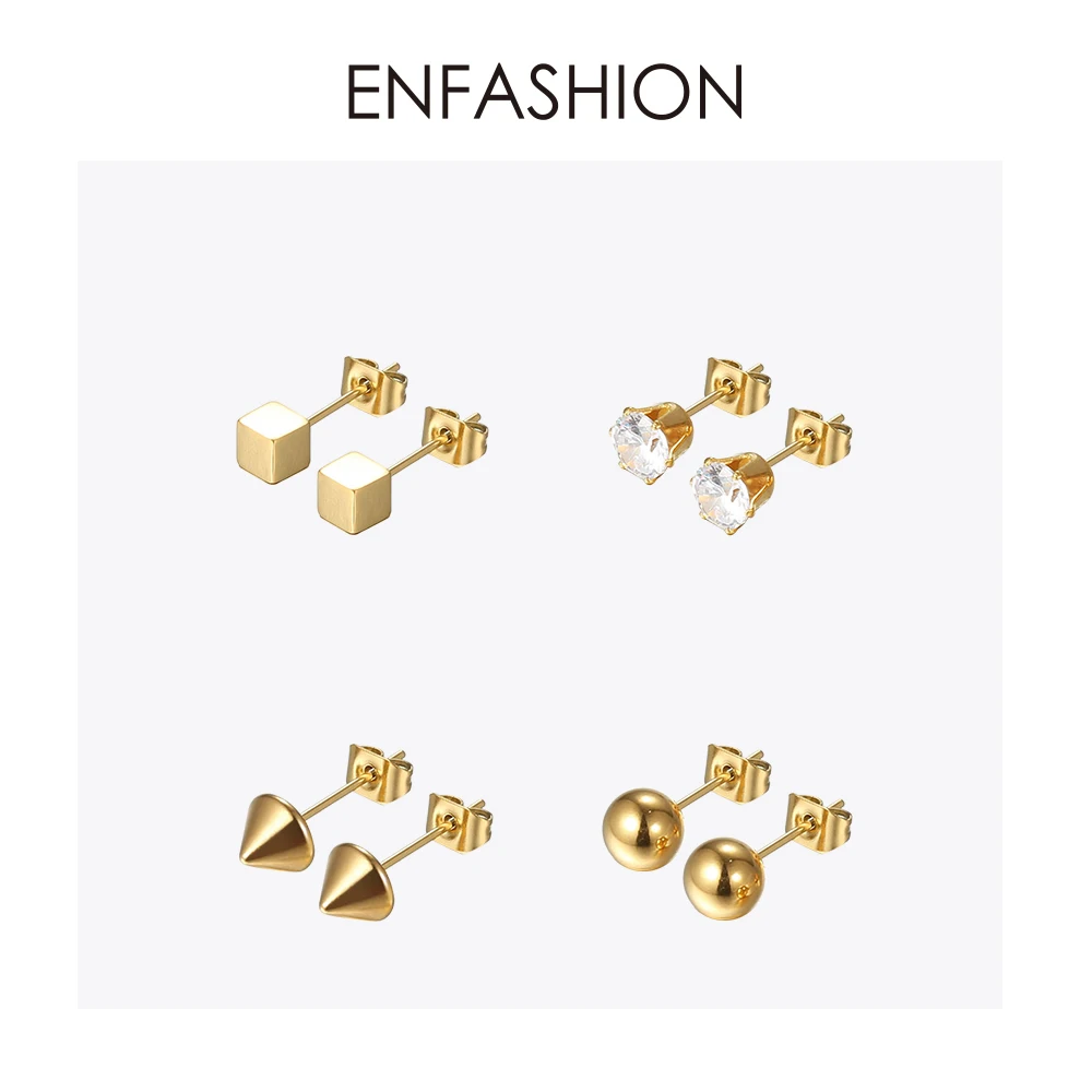 Enfashion геометрический квадратный шарик-шип кристалл серьги роза серьги золотистого цвета серьги гвоздики для женщин ювелирные изделия Brinco