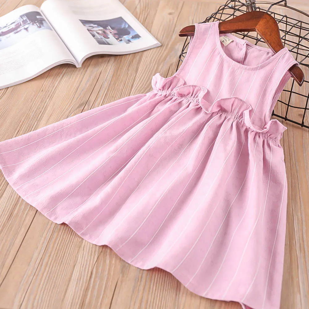 Hurave-2018-New-baby-Girl-clothes-Children-Summer-Clothing-sleeveless-dresses-Kids-Clothes-Casual-ruffles-striped