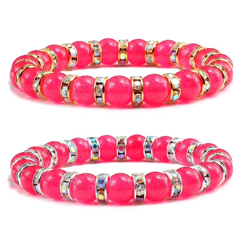 

Chalcedony Stone Round Beads Balance Buddha Bracelet Femme Homme Men Jewelry Rhinestone Circle Women Bracelets Pulseras Mujer