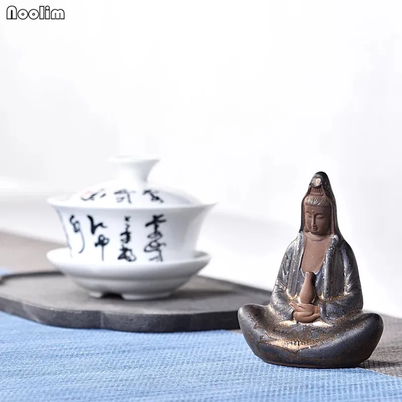 NOOLIM Гуаньинь Чай Pet Zen фигурка Будды Керамика Творческий дом украшения Аксессуары Чай церемонии кунг-фу Чай Play
