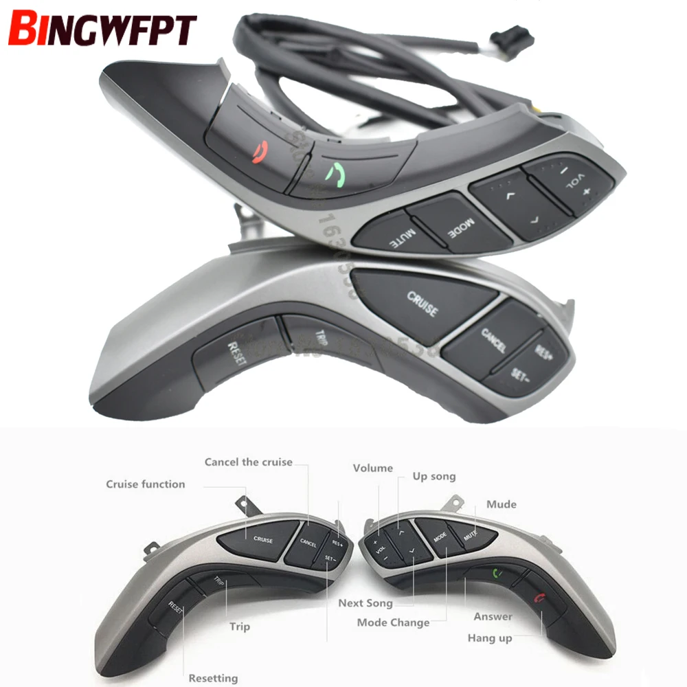 

New Car Steering Wheel Button Control Volume channel Phone Cruise Control Button Switch For Hyundai Elantra AT 2012-2015