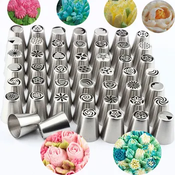 

Russian Pastry Tips 50 Different Style Piping Steel Stainless Nozzles Icing Baking Decorating Tool Fondant Cake Decorating Tools