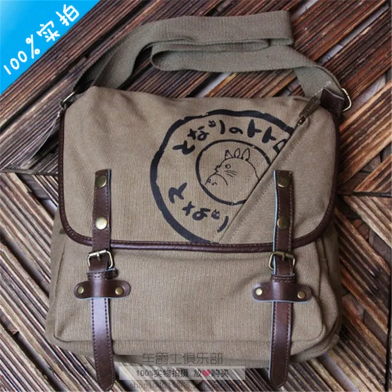 Fashion My Neighbor Totoro Cartoon Durable Messenger Bag Canvas Totoro Print Cosplay Shoulder Bags Casual Schoolbag