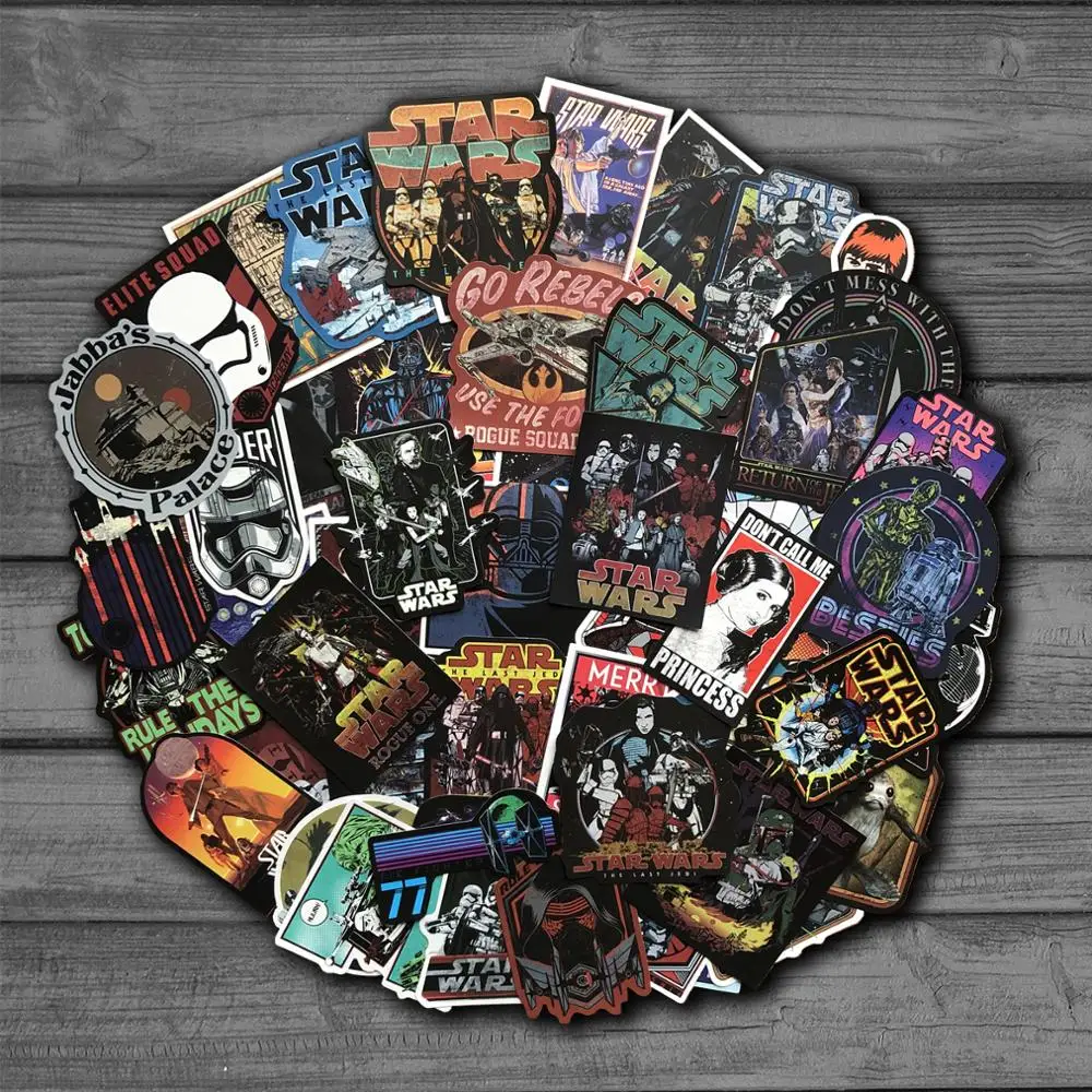 Nouveau 108 pièces Star Wars autocollants ensembles film Anime personnage jeu autocollant pour Skateboard guitare bagages ordinateur portable dessin animé jouet autocollant (lot de 108)