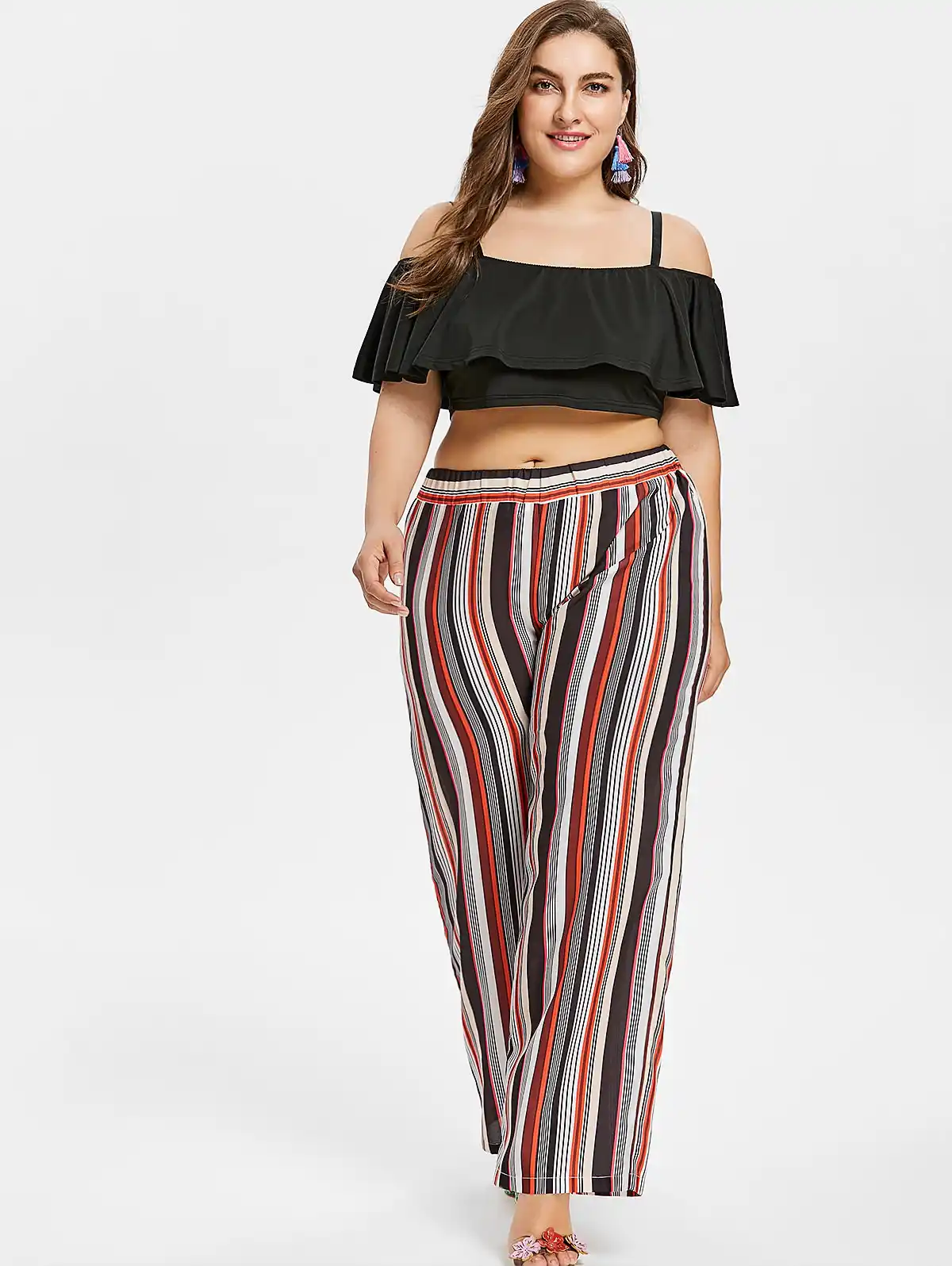 Wipalo Women Summer Plus Size 5xl Spaghetti Strap Crop Top And