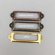 50 piezas antiguo bronce hierro tarjetero estantería cajón gabinete 60x17mm caja Vintage caja etiqueta de Metal marcos