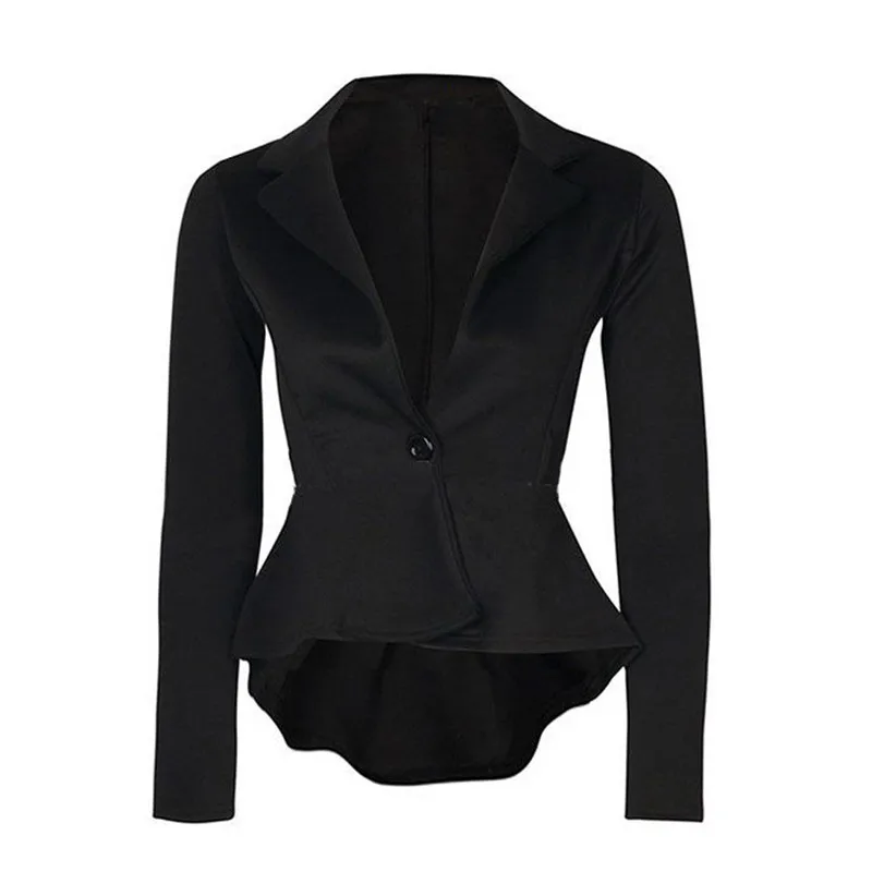 Womens Full Sleeve Slim Fit Peplum Blazer Ladies Striped One Button Jacket Coat