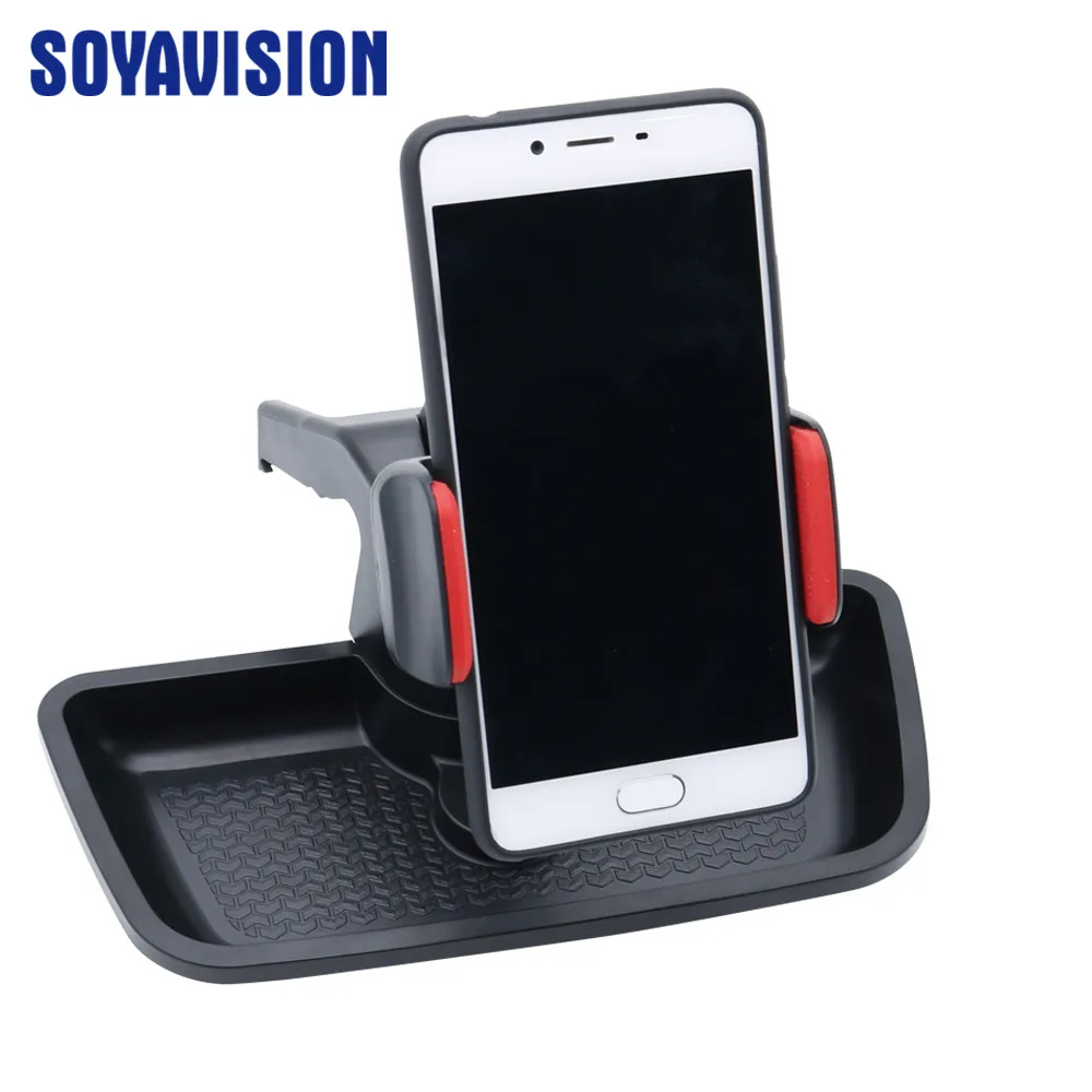 Black ABS Cell Mobile Phone Ipad Holder Car GPS Bracket Dash Mount Holder Storage Organizer Box for Jeep Wrangler JK 2012-2017 (1)