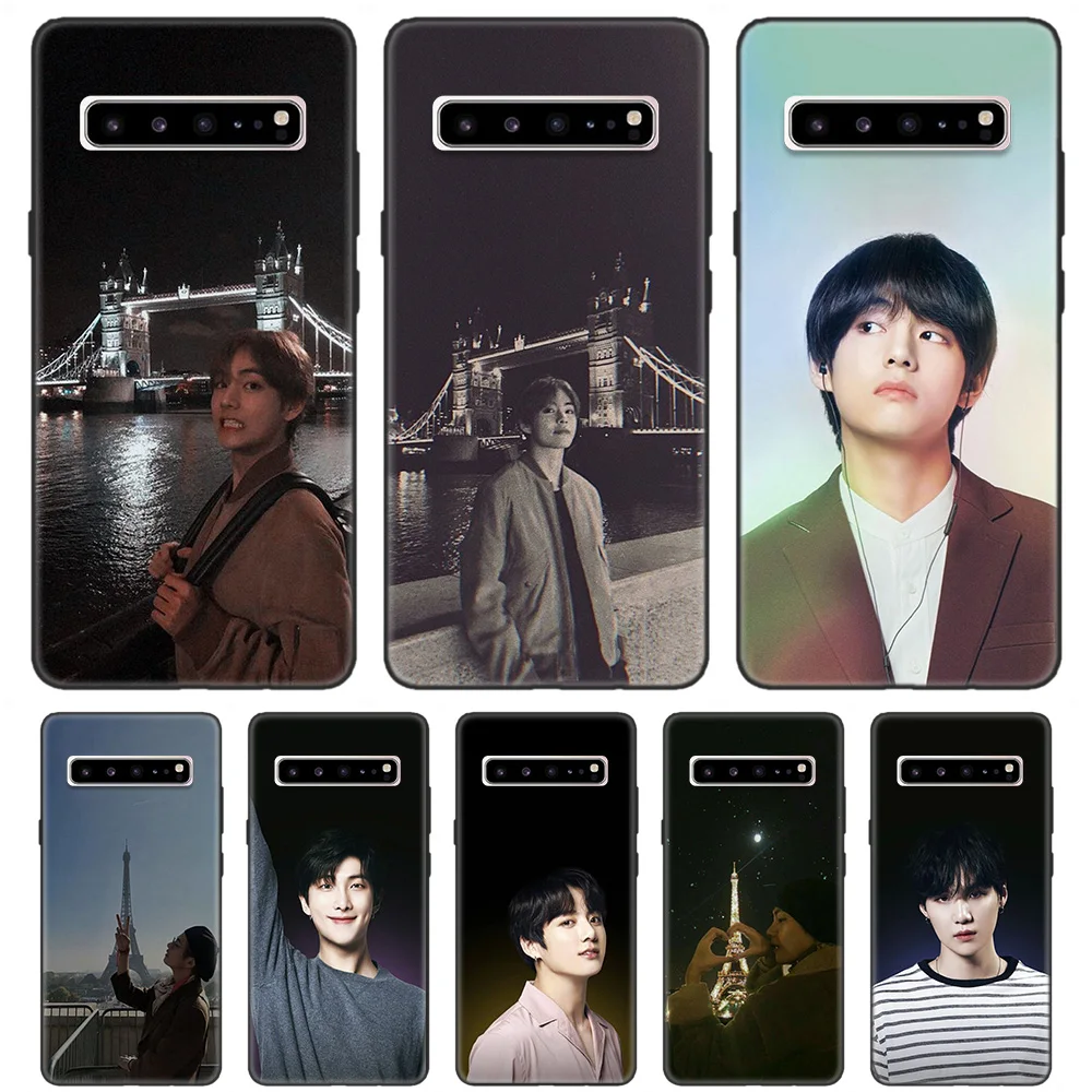 

Black Soft Silicone Case Cover for Samsung Galaxy S7 S8 S9 S10 5G S10E J4 J6 J8 M20 Note 8 9 10+ Edge Plus 2018 Kpop Kim V Taehy