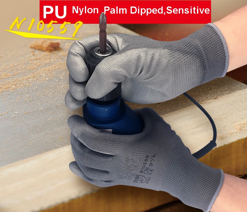 

ESD Safety Gloves Anti-static Glove Gray Nylon Glove With PU Polyurethane Palm Dipped Anti Static Work Glove