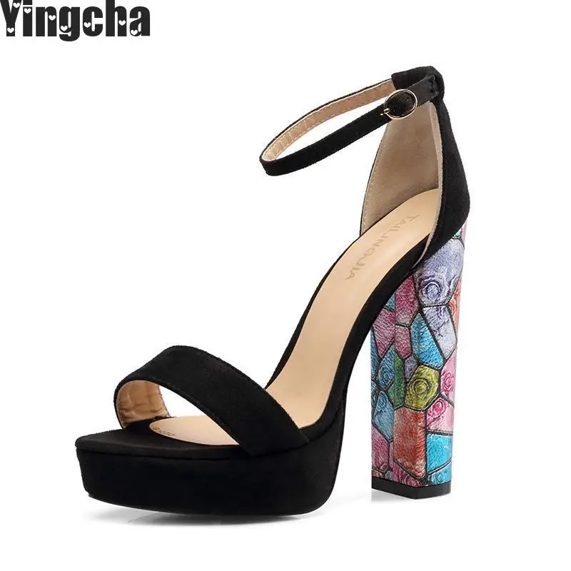 

2018 Ankle Strap Heels Women Sandals Summer Shoes Women Open Toe Chunky High Heels Party Dress Sandals Big Size 46