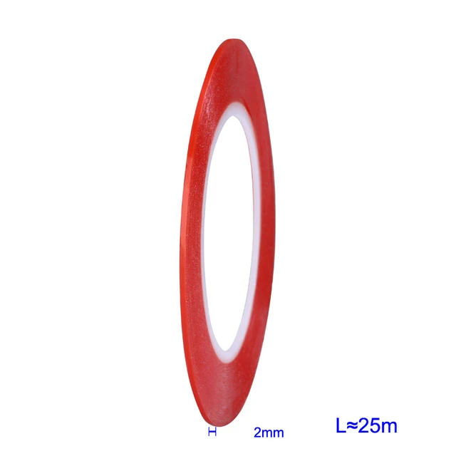 0.2MM 1/2/3/5/8/10mm 25M Strong Acrylic Adhesive PET Red Film Clear Double  Side Tape No Trace For Phone Tablet LCD Screen Glass