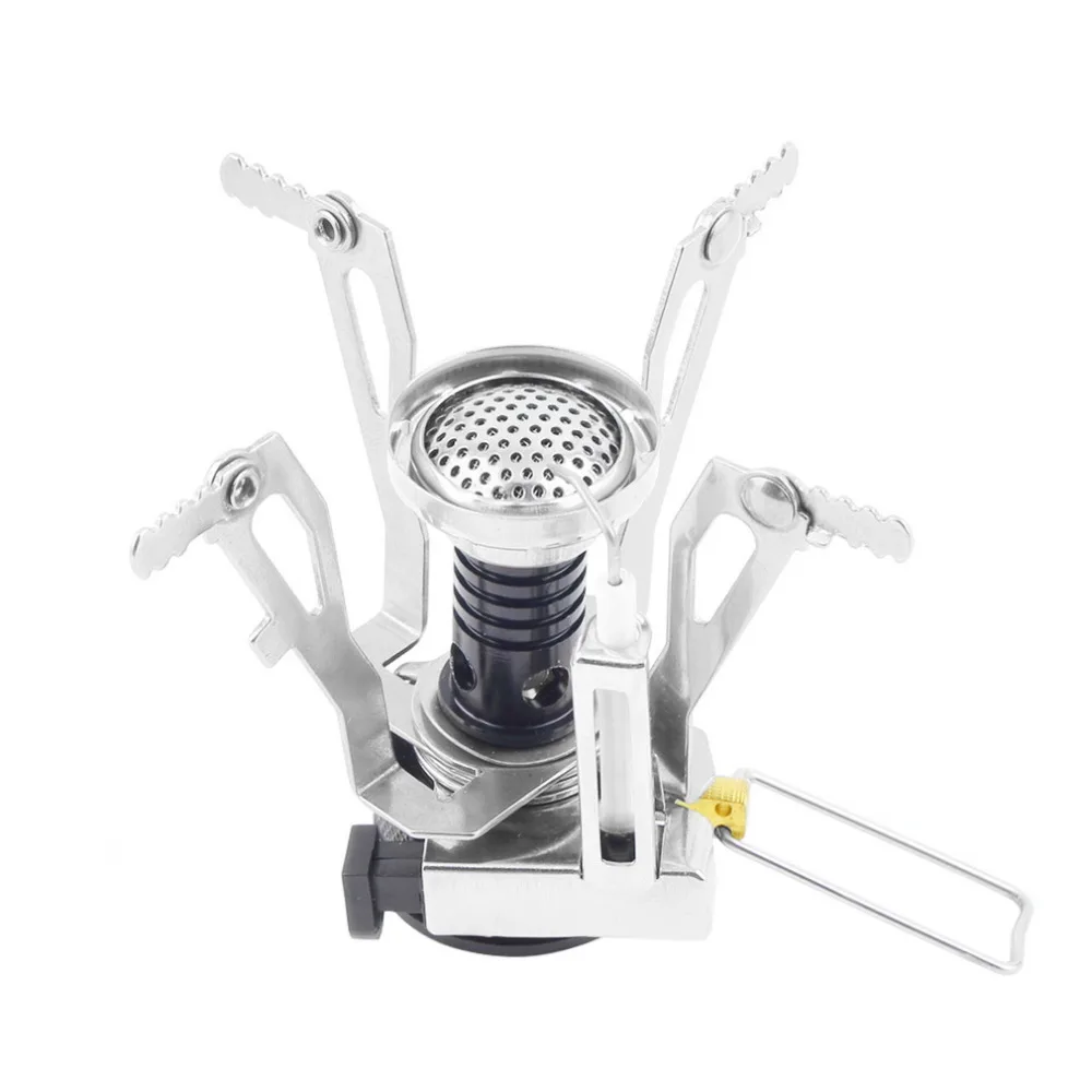 

Portable Folding Mini Camping Survival Cooking Furnace Stove Gas Burner Outdoor Steel Stove Case Stainless Steel