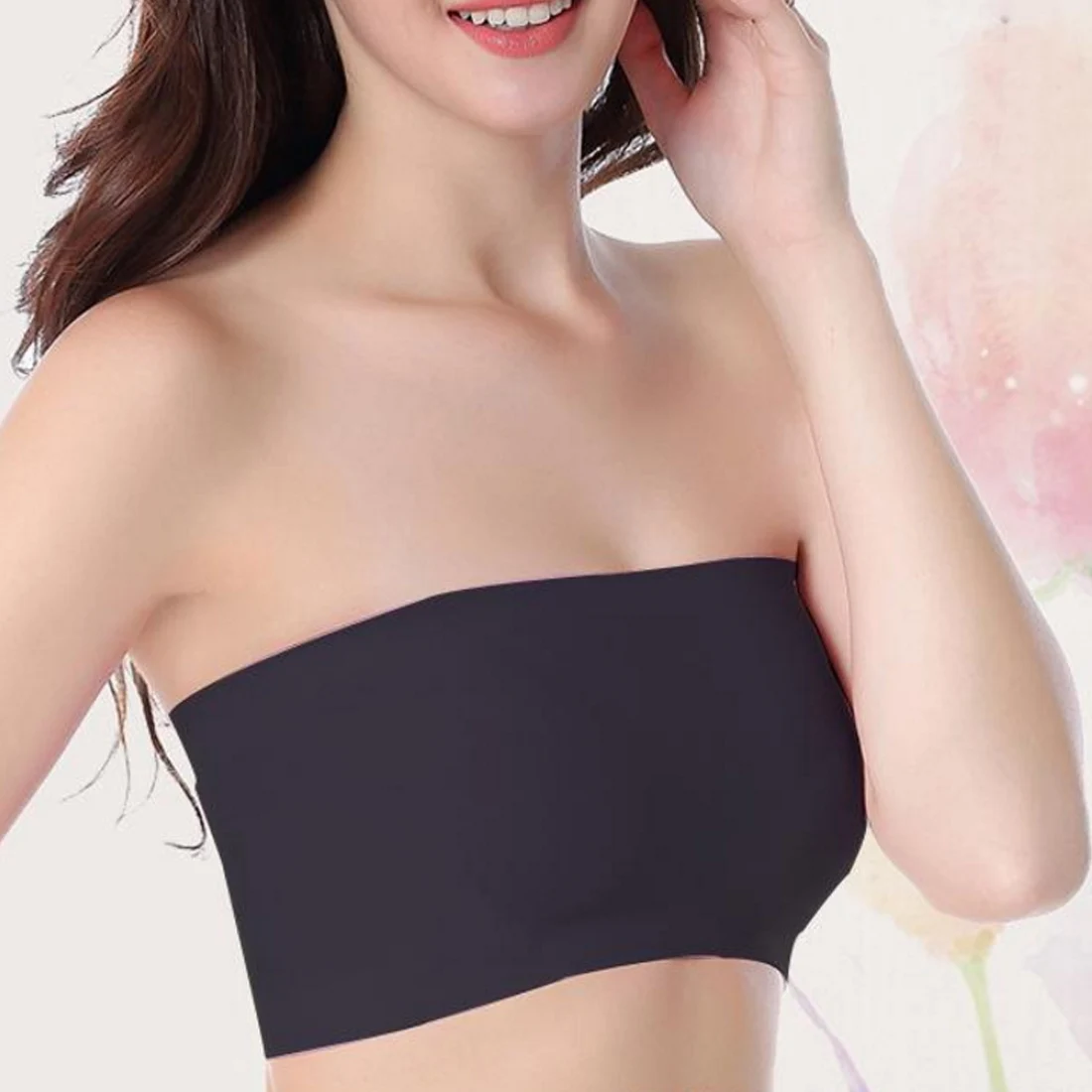 Womens Female Strapless Boob Tube Top Bandeau Bra Lace Modal Ladies