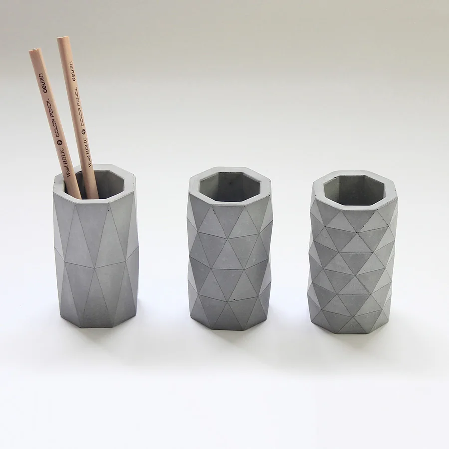 geometry pen holder molds concrete craft molds 3 designs flower vase mold planter pot mold in