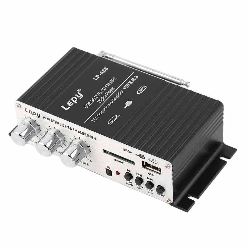Mini 12V Car MP3 Hi-Fi Stereo Audio Amplifier Home Auto Motocycle Bass Speaker Boostrer Player with USB For SD Port DVD FM MMC