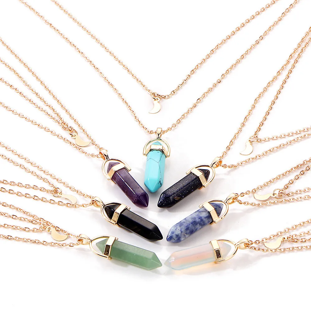 

Crystal Pendant Necklace For Women Multilayer Irregular Crystal Opals Chain Statement Water Drop Gift high quality c0506