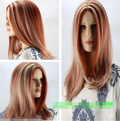 Бесплатная доставка USPS в США Новая Мода Коричневый Белый Mix Длинные Прямые