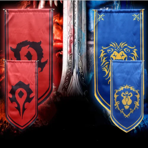 BANNER FLAG ALLIANCE LEON HORDE FLAGS DECORATIONS WORLD OF WARCRAFT FLAGS.