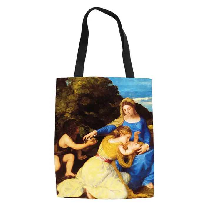 Знаменитая картина Звездная ночь хозяйственные сумки на заказ многоразовые сумки женская сумка на плечо из ткани складная девушка масло большая Льняная сумка - Цвет: LMQ359Z22