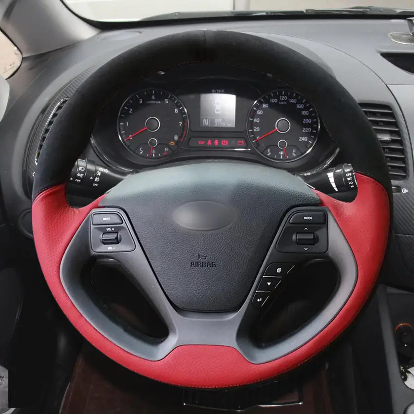 MEWANT черный чехол рулевого колеса автомобиля из натуральной кожи для Kia K3 2013- Ceed Cee 'd Cerato Forte Koup Forte5 - Название цвета: Style-05