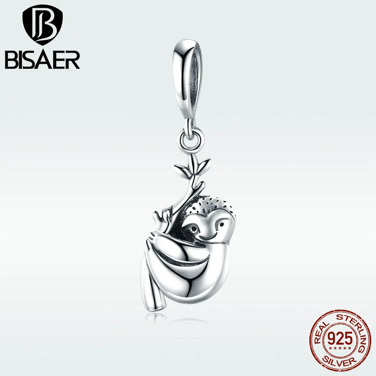 Bisaer Charms 925 Sterling Silver Animal Sloth Flash Pendant Charm Bisaer Charms 925 Sterling Silver Animal Sloth Flash Pendant Charm For Jewelry Making 3mm Snake Bracelet Fashion Hsc866 In Beads From