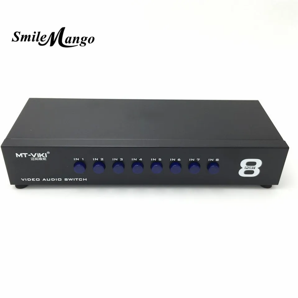 SmileMango композитный переключатель 8 портов 3 RCA аудио видео AV в 1 выход 8x1 для HDTV ЖК