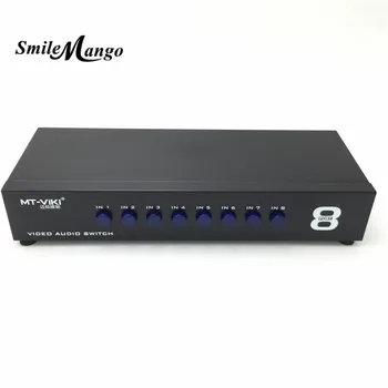 

SmileMango 8 Ports Composite 3 RCA Video Audio AV Switch Switcher Box Selector 8 In 1 Out 8x1 for HDTV LCD Projector DVD