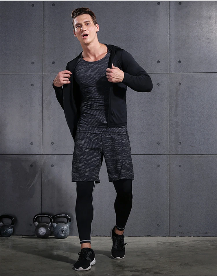 7 шт. комплект мужской одежды для бега компрессионные фитнес спортивные костюмы одежда Дышащие баскетбольные тайтсы спортивный костюм для бега Спортивная одежда для бега