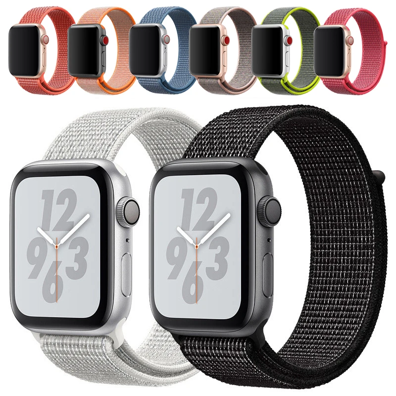 

for Apple Watch Nylon Watch Strap 4 44mm Black Green Blue Strap For Apple Watch Wrist Belt for Apple Watch Band Nylon 42mm