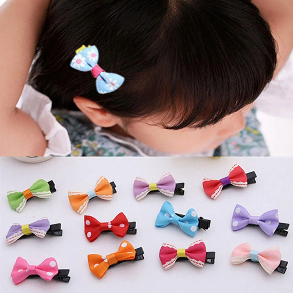 10PCS Bows Snaps Mini Hair Clip Girls Kids Hair Accessories Alligator Clipsin Hair Accessories