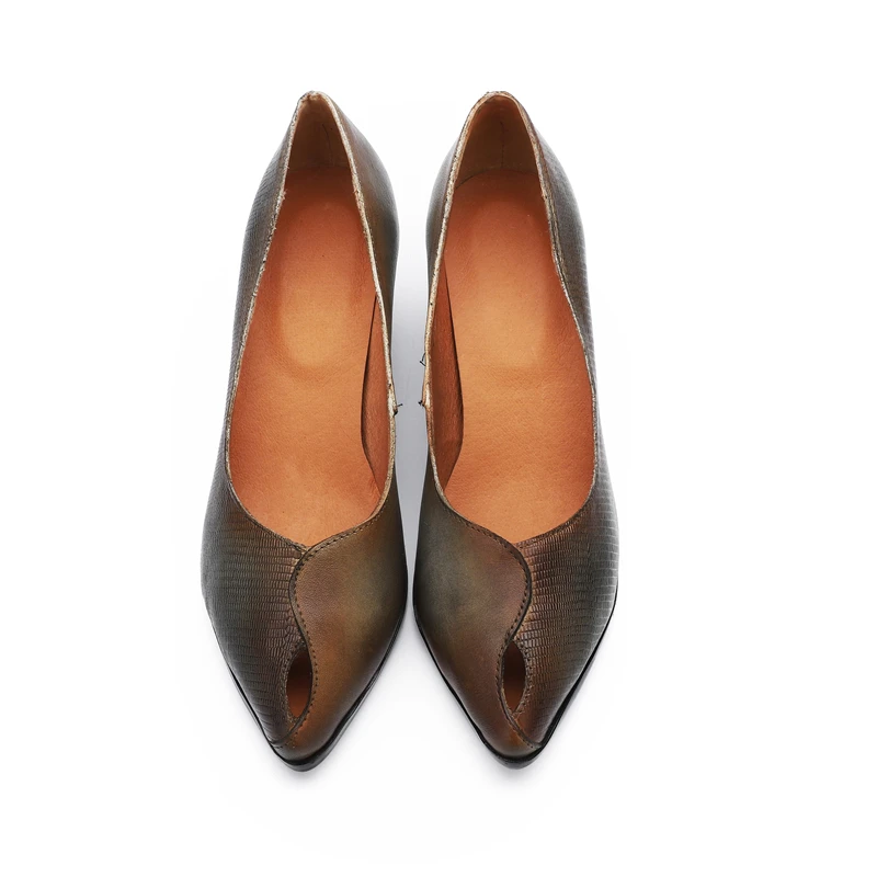 

Women Pumps Pointed Toe Genuine Leather 5 CM High Heels Women Summer Shoe 2019 Brand Pumps Handmade Leather Lazy Shoes Set Foot