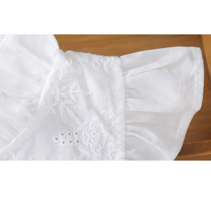 Комплект одежды для маленьких девочек, весна-лето, белая кружевная футболка с короткими рукавами и цветочным принтом, сетчатая юбка, одежда для детей 2, 3, 4, 5, 6, 7, 8 лет