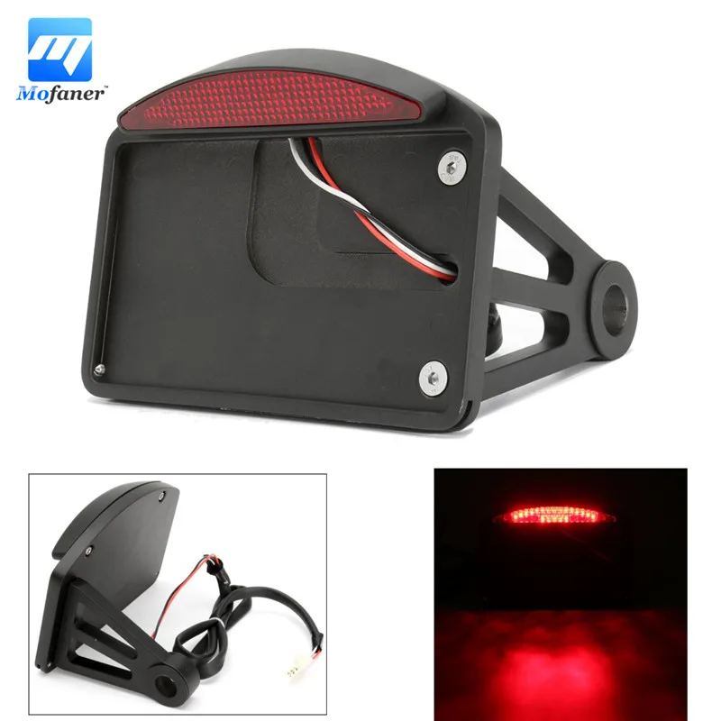Red Motorcycle Tail Light License Plate Bracket - Side Mount Vertical/Horizontal Mount For Yamaha, Suzuki, Kawasaki
