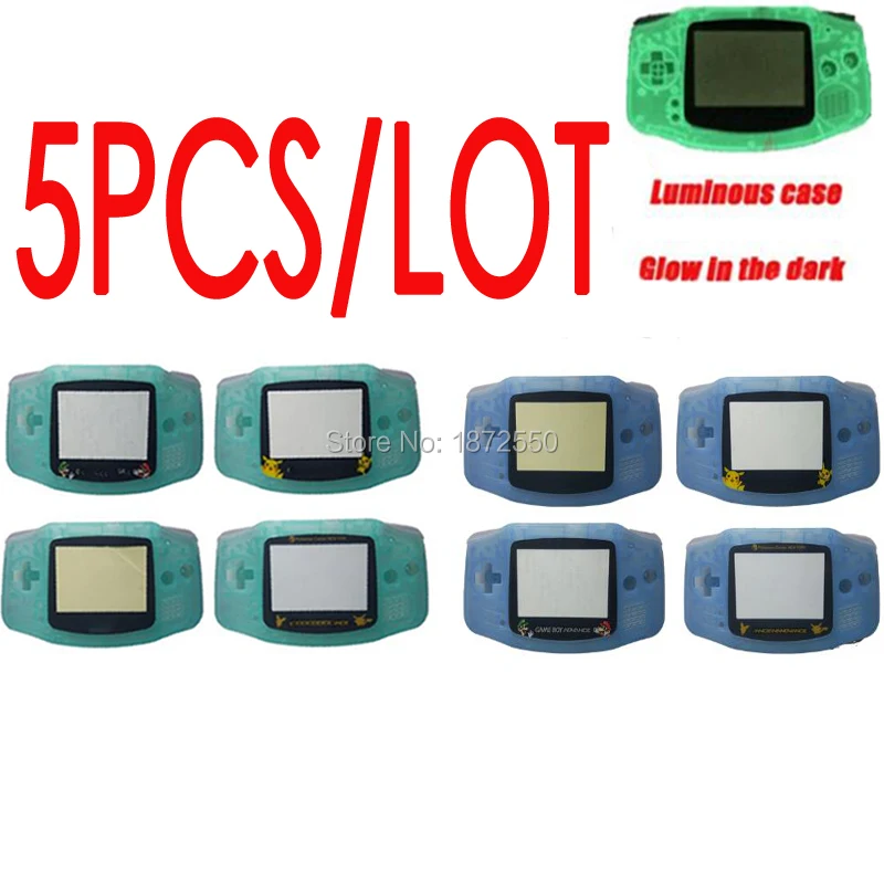 5 шт./лот зеленый и голубой цвет Fit gameboyadvance светятся в темноте Пластик Корпус В виде ракушки Дело световой крышка гпоб Boy Advance карман