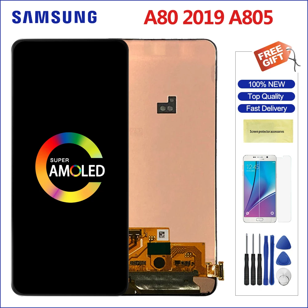 

Sensitive AMOLED For 6.7" Samsung Galaxy A80 A90 LCD Display Screen + Touch Screen Panel Digitizer Replacement For A805 A805F