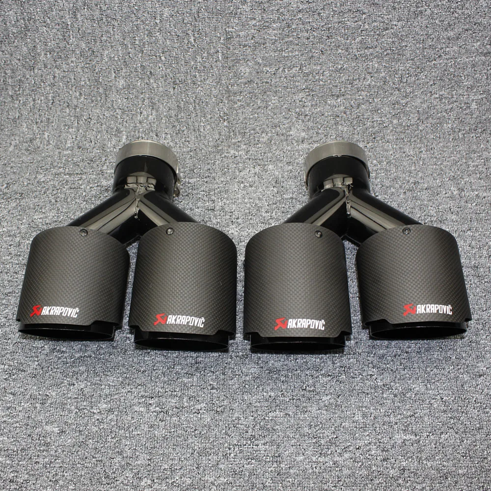 

Akrapovic Dumb Carbon Fiber Car Exhaust Pipe Muffler Left and rightTip Universal Stainless Steel Y Shaped Black Tail pipes
