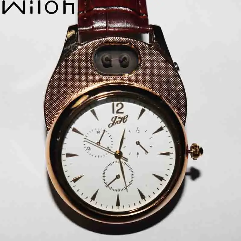 

2018 hot Quartz Watch Men Casual Lighter watches Arc Windproof Flameless Cigarette Lighter Wristwatches USB Charging clock JH338