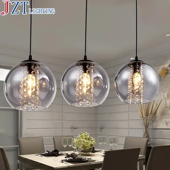 

M E14*3 Transparent Color Crystal Glass 3 Head Dining Room Pendant Lgiht Hardware Recangualr And Circular Lamp Base For Bar