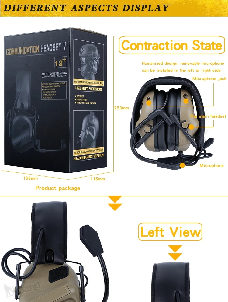 Tactical Communication Headset Outdoor Shooting Airsoft CS Headphone Head Wearing Version & Helmet Version Headphones