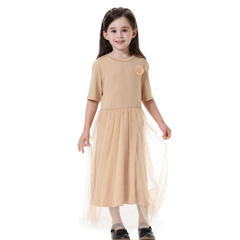 

Arabic Clothing Muslim Children Long Dresses Islamic Girls Two-layers Chiffon Dresses