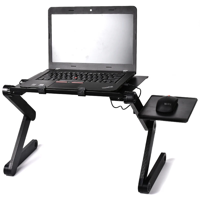 Actionclub Adjustable Laptop Table Portable Foldable Computer Desk On Bed Laptop Stand Tray Desk With Cooling Fans Mouse Pad