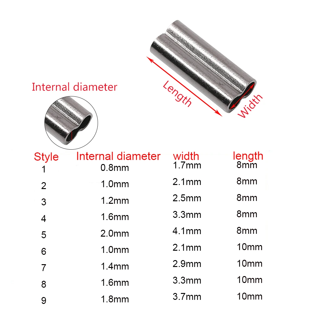 100 шт 8/10 мм Нержавеющая сталь одинарный Двойной баррель линия Обжимной рукава снасти Разъем инструмент рыболовный проволочная трубка